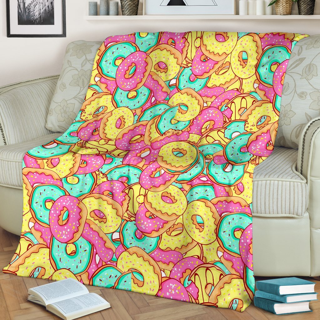 Donut Colorful Pattern Print Blanket-grizzshop