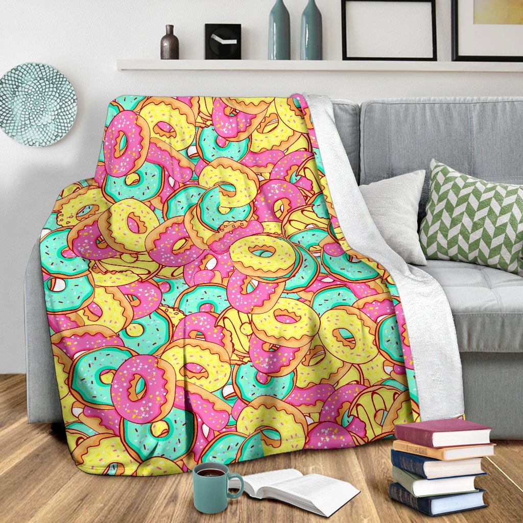 Donut Colorful Pattern Print Blanket-grizzshop