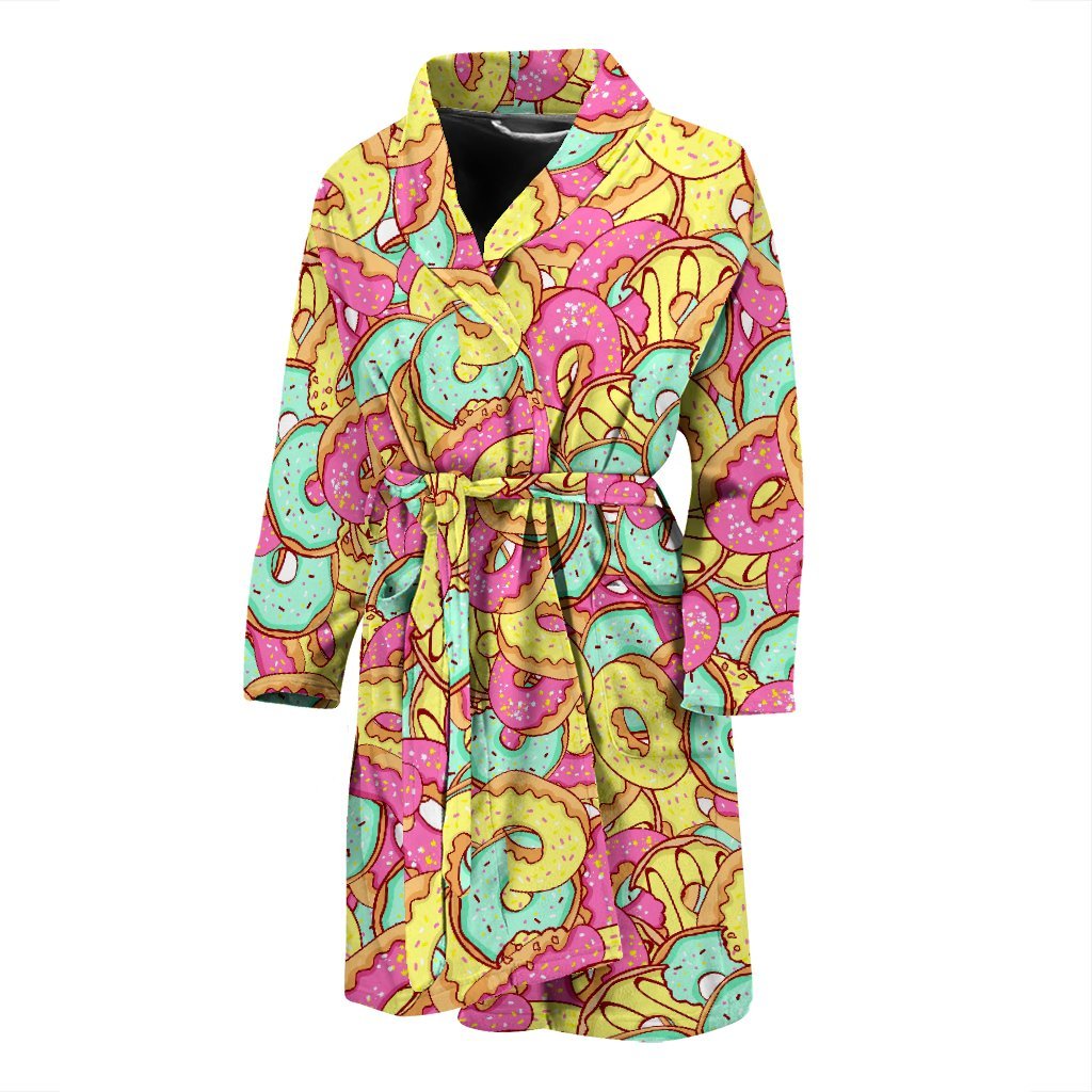 Donut Colorful Pattern Print Men Long Robe-grizzshop