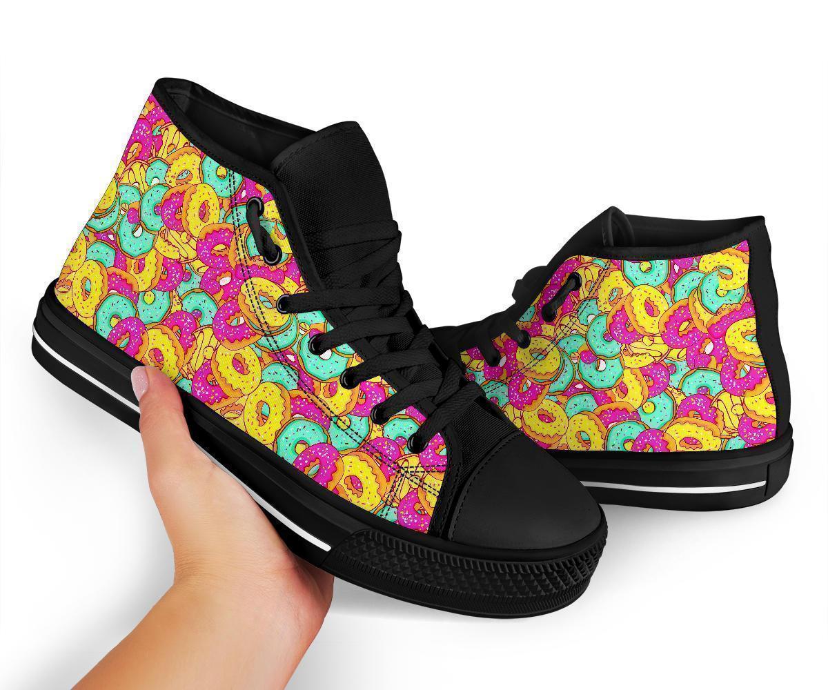 Donut Colorful Pattern Print Men Women's High Top Shoes-grizzshop