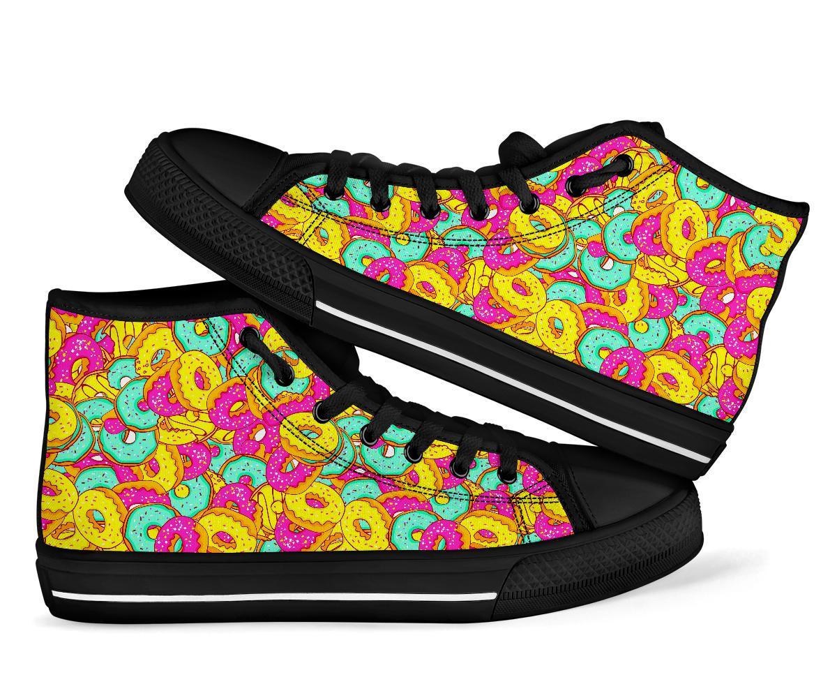 Donut Colorful Pattern Print Men Women's High Top Shoes-grizzshop