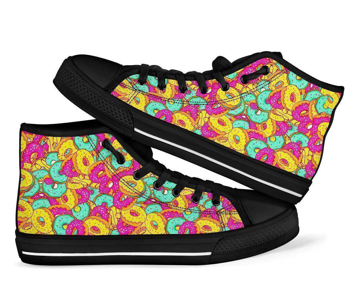Donut Colorful Pattern Print Men Women's High Top Shoes-grizzshop