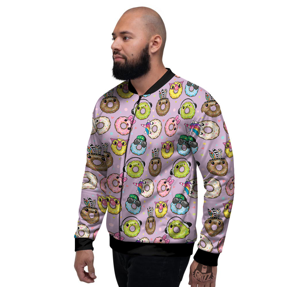 Donut Cute Print Pattern Men's Bomber Jacket-grizzshop