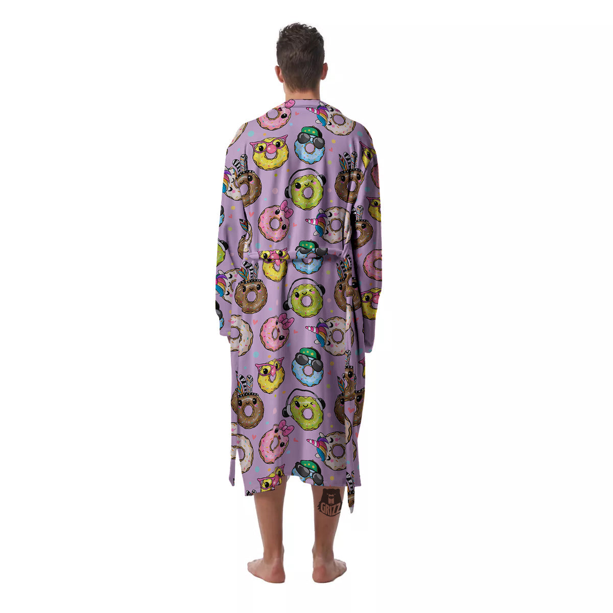 Donut Cute Print Pattern Men's Robe-grizzshop