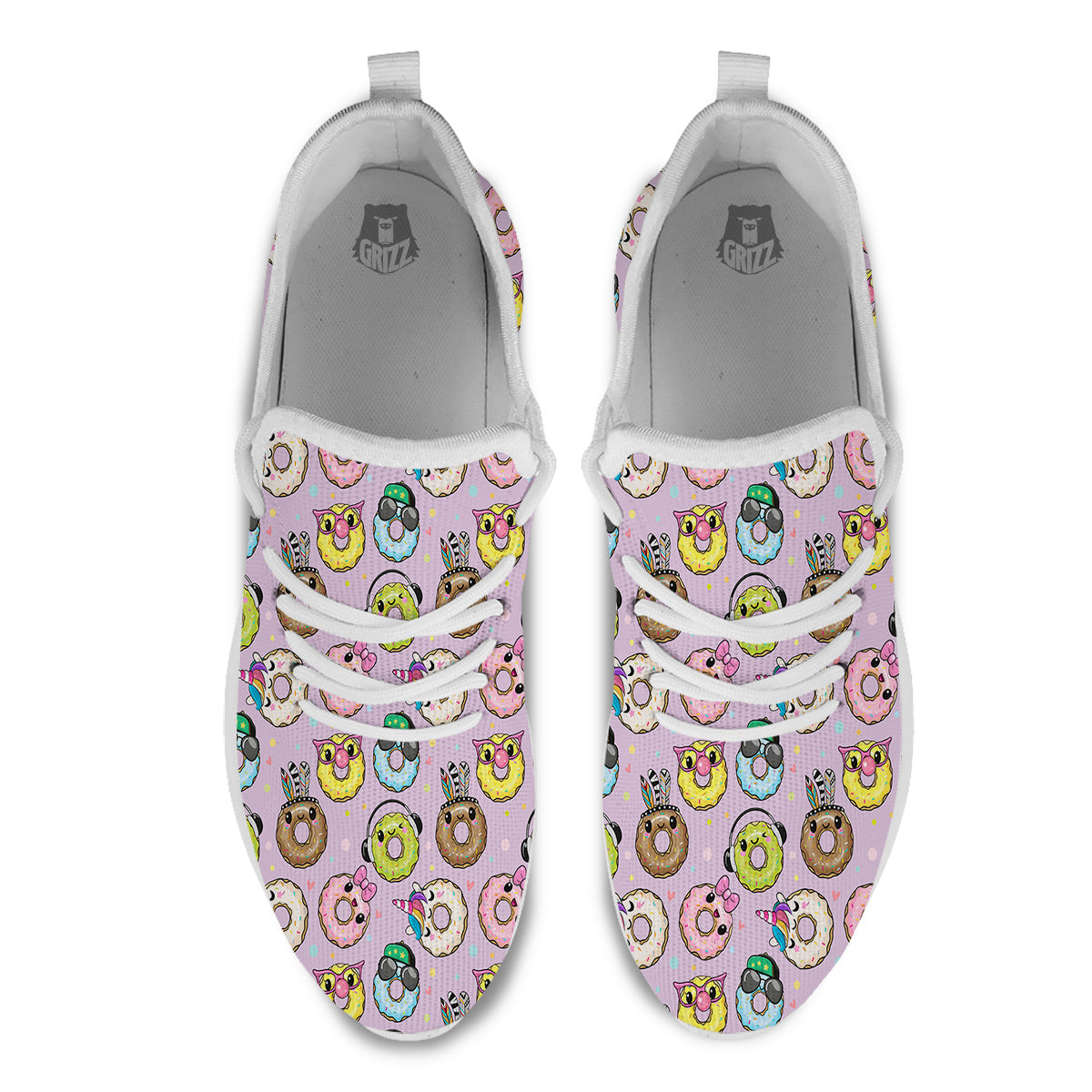 Donut Cute Print Pattern White Athletic Shoes-grizzshop