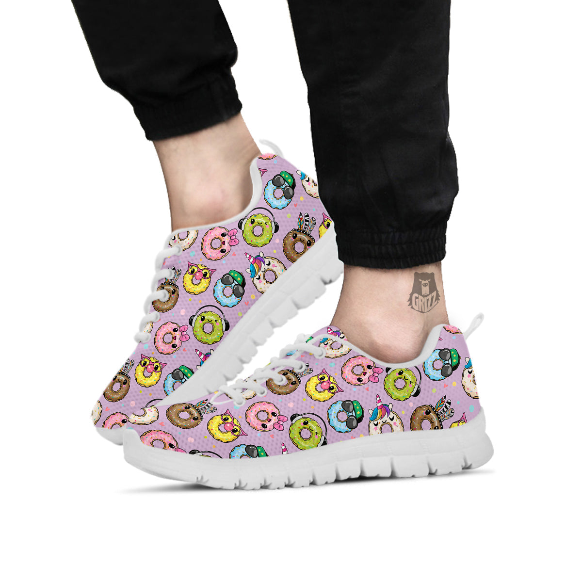 Donut Cute Print Pattern White Sneaker-grizzshop
