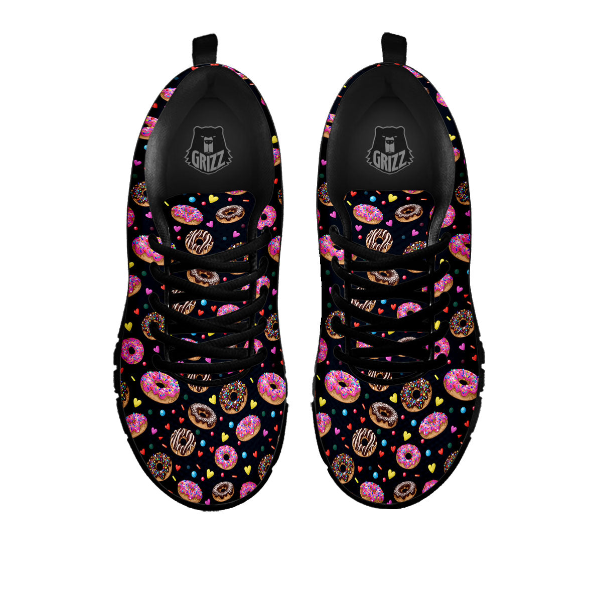 Donut Glaze Print Pattern Black Sneaker-grizzshop