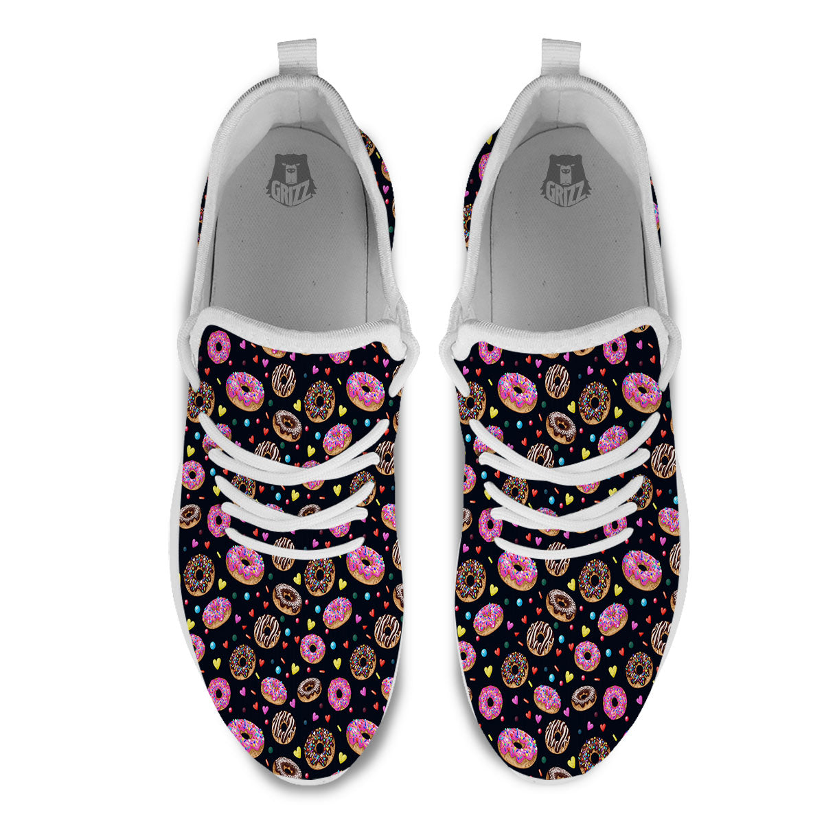 Donut Glaze Print Pattern White Athletic Shoes-grizzshop