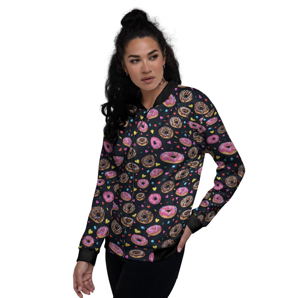 Donut Glaze Print Pattern Women's Bomber Jacket-grizzshop