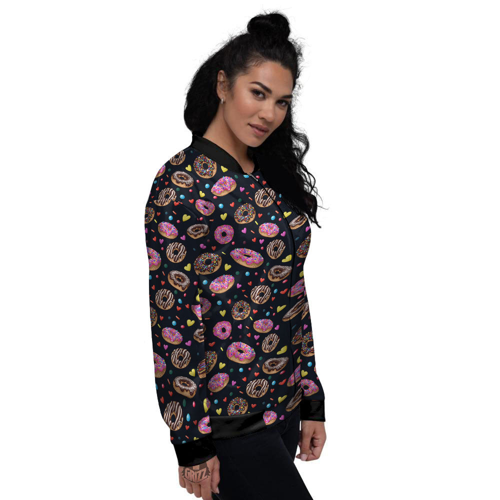 Donut Glaze Print Pattern Women's Bomber Jacket-grizzshop