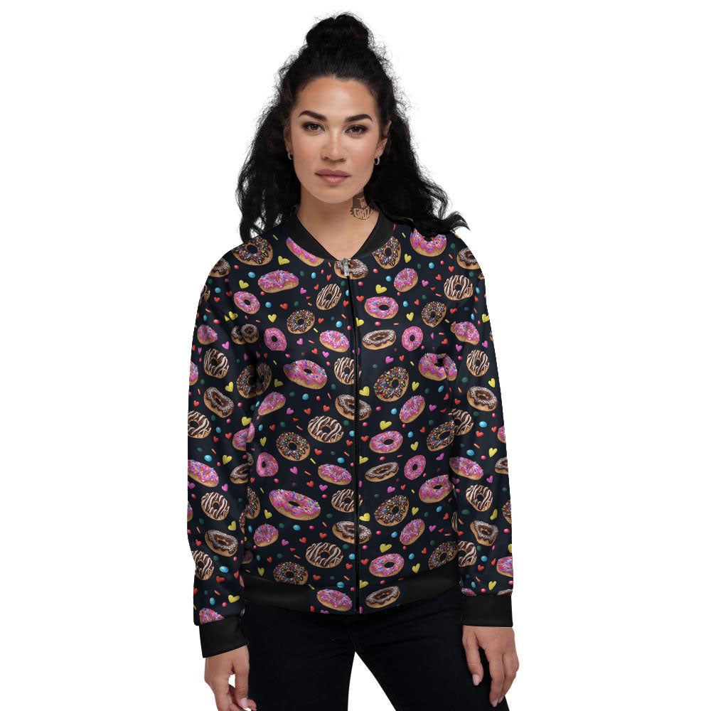 Donut Glaze Print Pattern Women's Bomber Jacket-grizzshop
