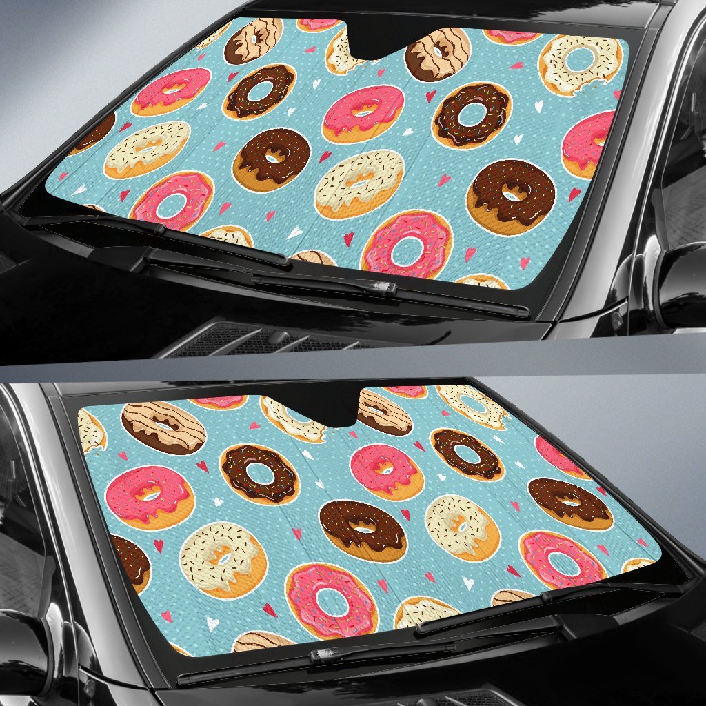 Donut Pattern Print Car Sun Shade-grizzshop