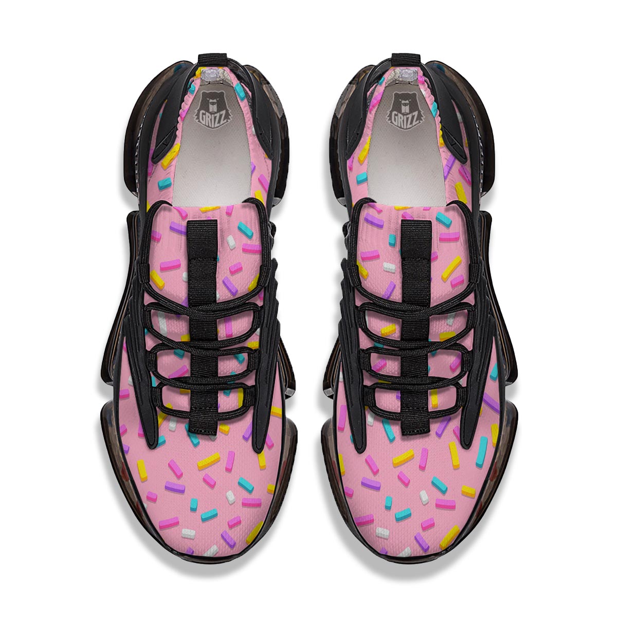 Donut Sprinkles Print Pattern Black Gym Shoes-grizzshop