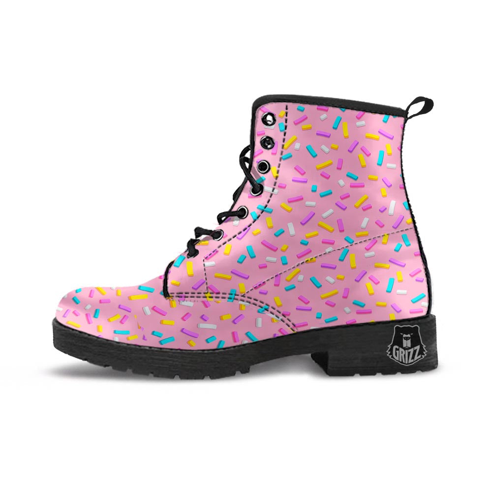 Donut Sprinkles Print Pattern Leather Boots-grizzshop