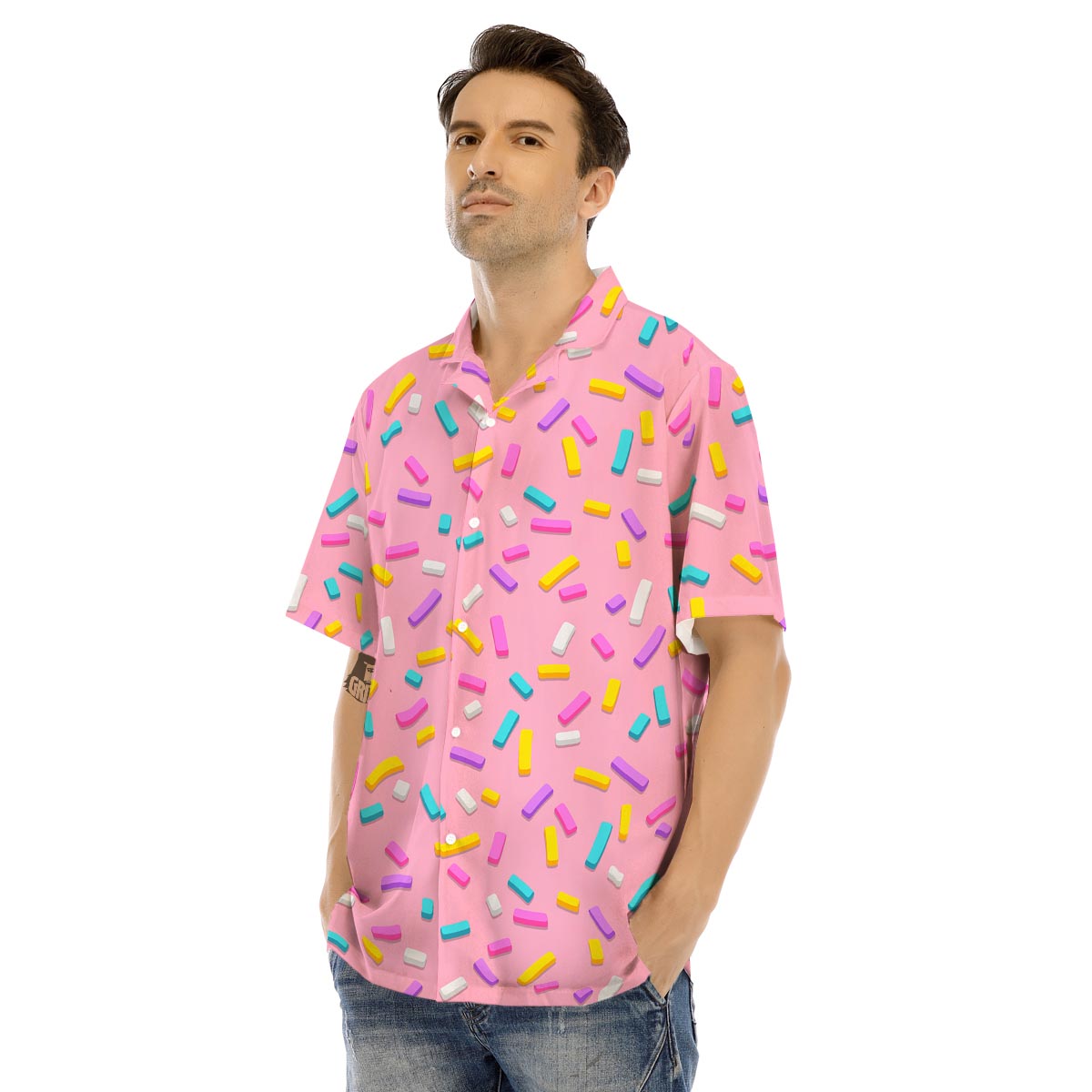 Donut Sprinkles Print Pattern Men's Hawaiian Shirt-grizzshop
