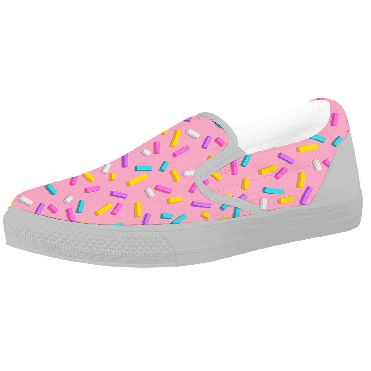 Donut Sprinkles Print Pattern White Slip On Shoes-grizzshop