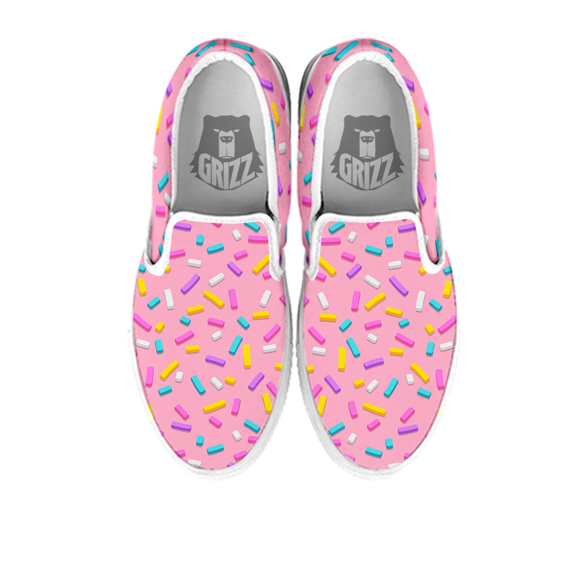 Donut Sprinkles Print Pattern White Slip On Shoes-grizzshop
