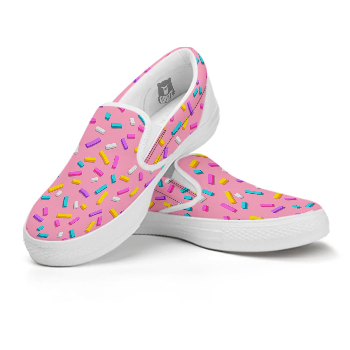 Donut Sprinkles Print Pattern White Slip On Shoes-grizzshop