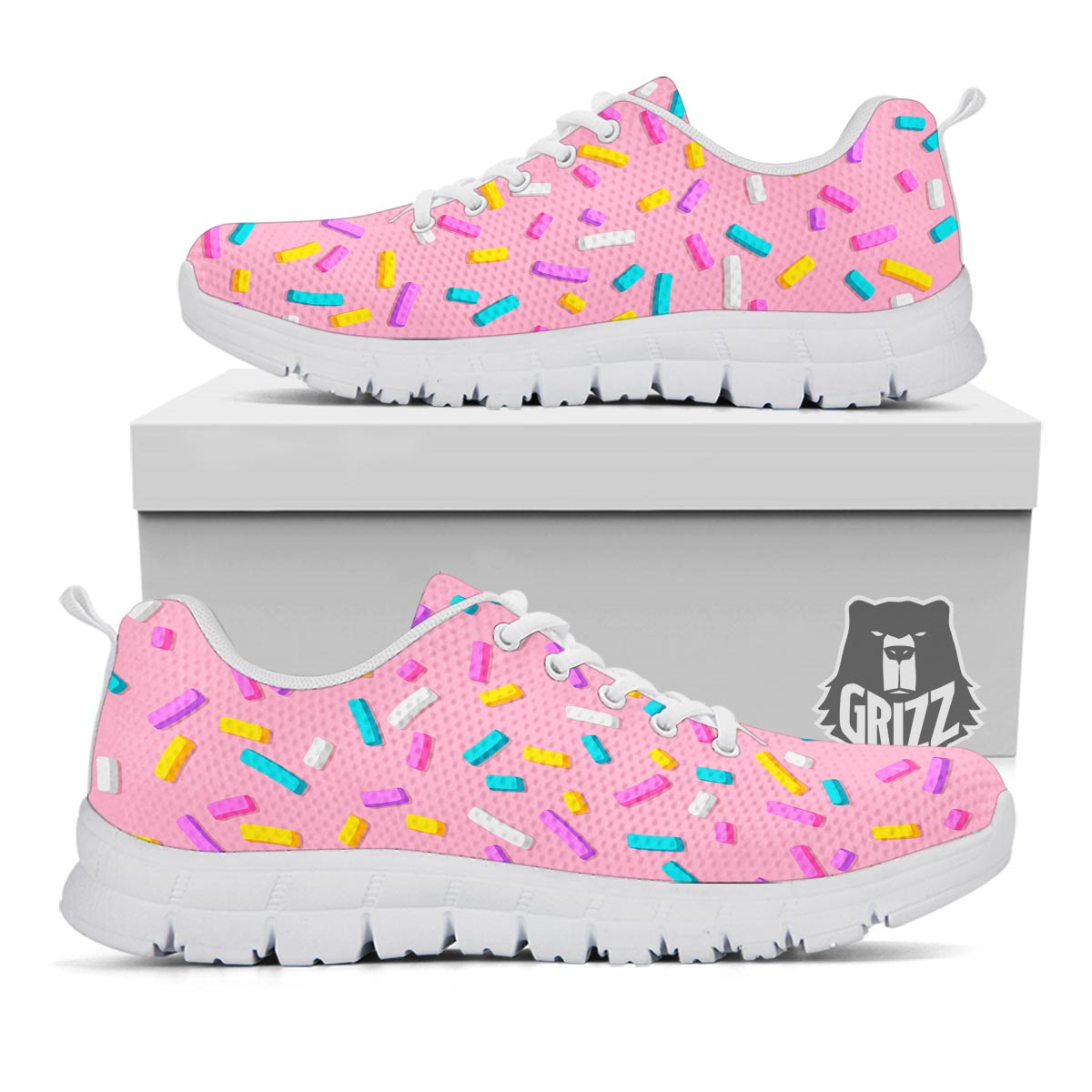 Donut Sprinkles Print Pattern White Sneaker-grizzshop