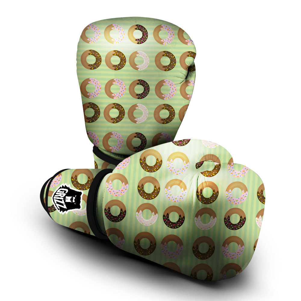 Donut Striped Green Print Pattern Boxing Gloves-grizzshop