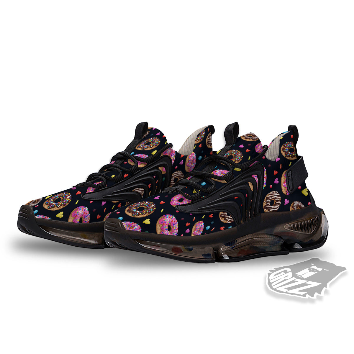 Donut Yummy Print Pattern Black Gym Shoes-grizzshop