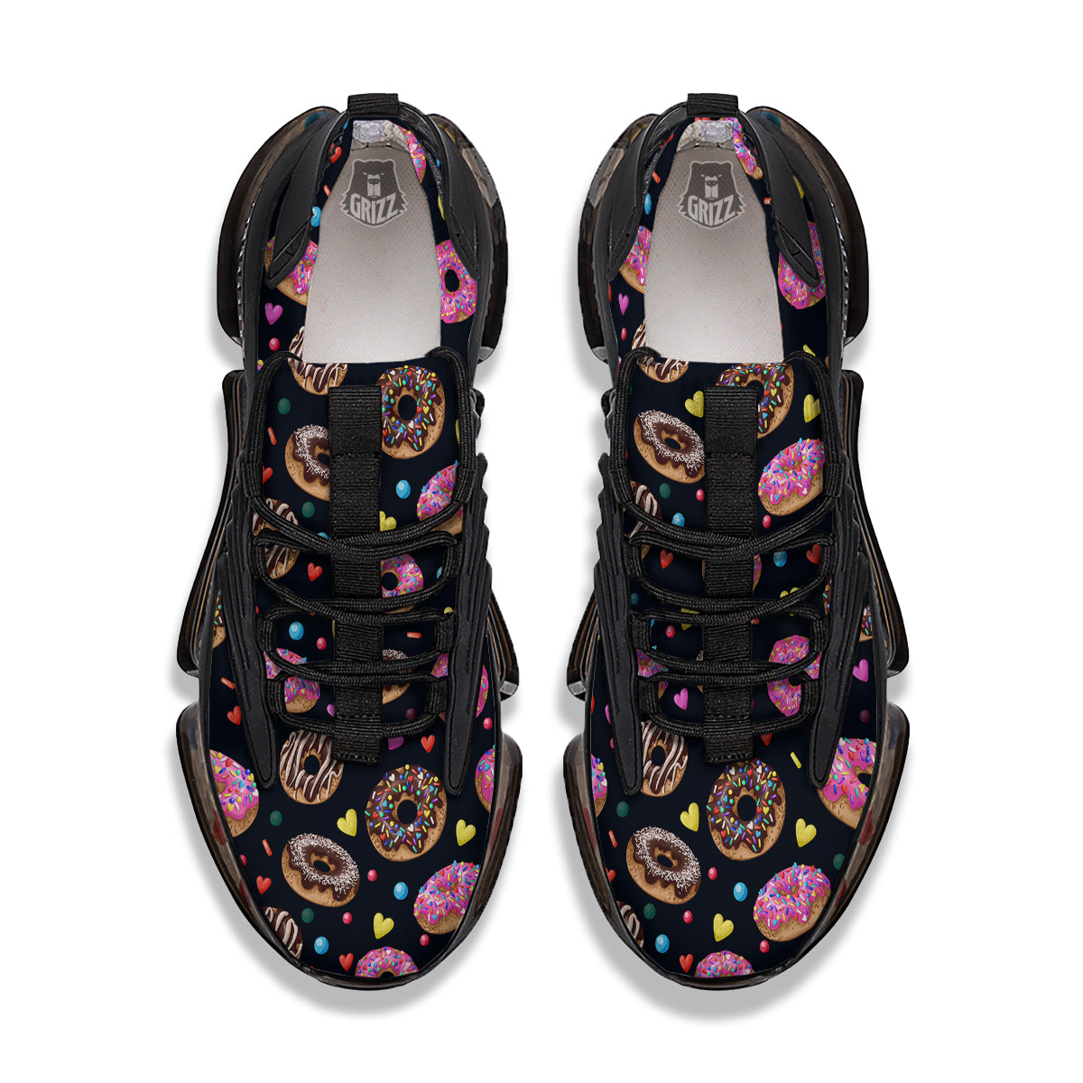 Donut Yummy Print Pattern Black Gym Shoes-grizzshop