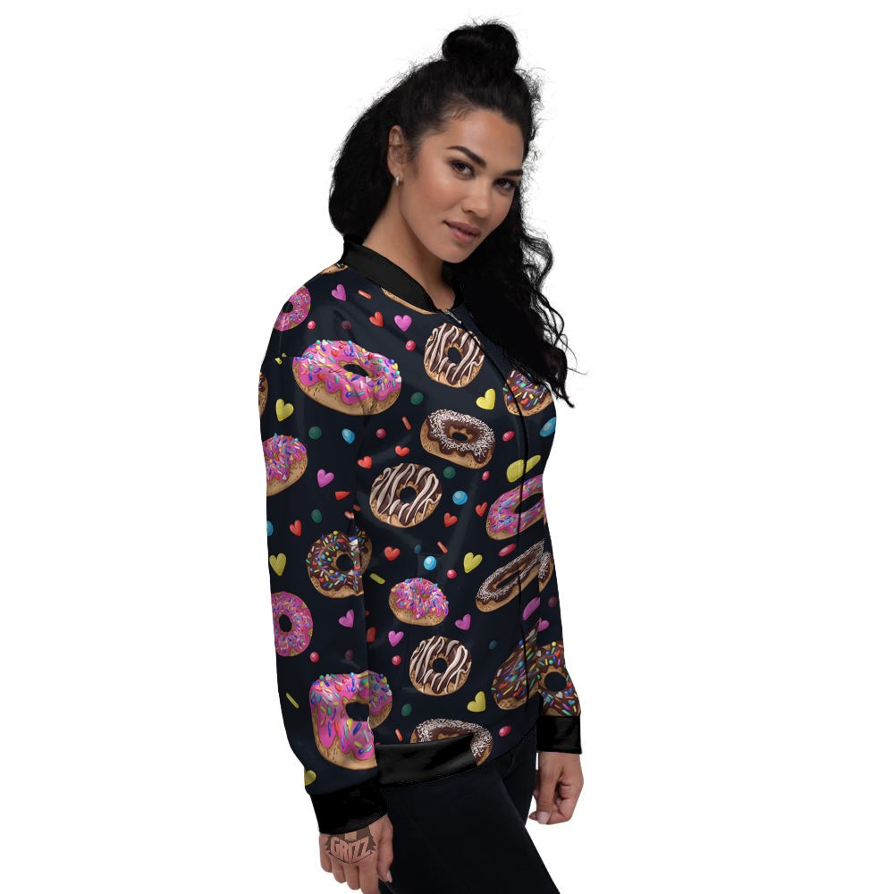 Donut Yummy Print Pattern Women's Bomber Jacket-grizzshop