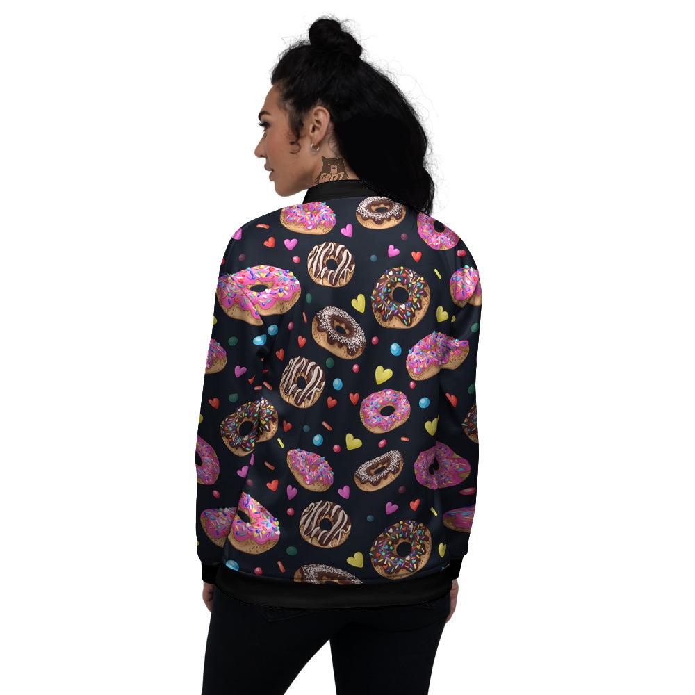 Donut Yummy Print Pattern Women's Bomber Jacket-grizzshop