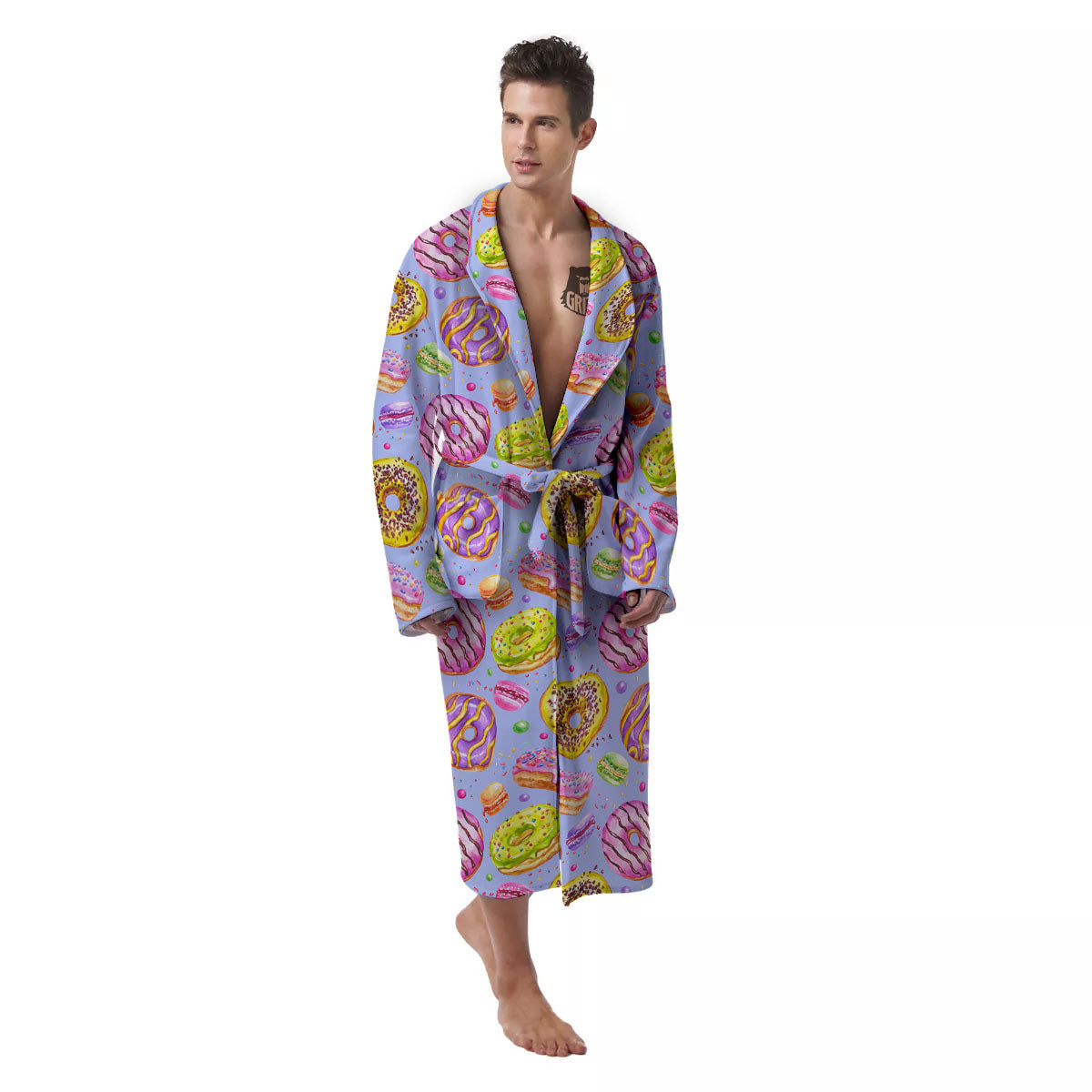 Donuts Print Pattern Men's Robe-grizzshop
