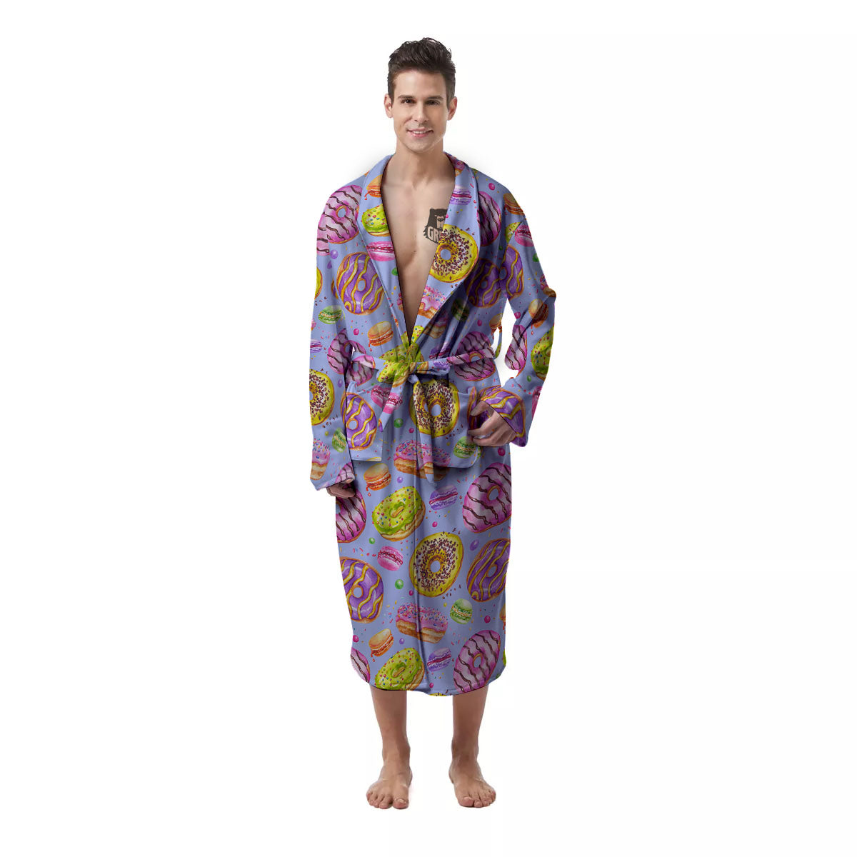 Donuts Print Pattern Men's Robe-grizzshop