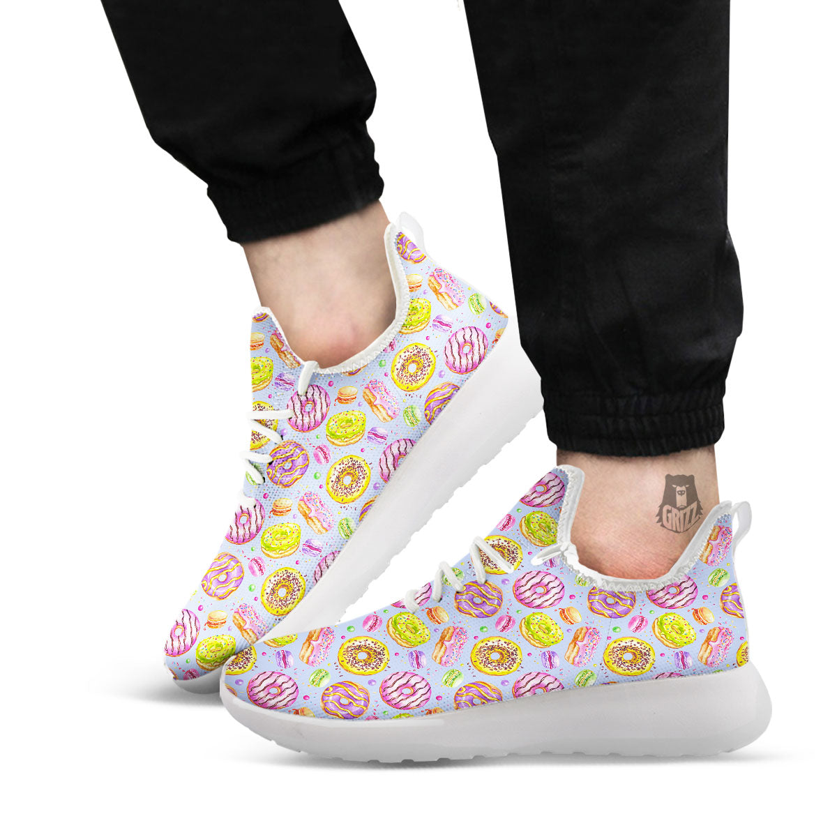 Donuts Print Pattern White Athletic Shoes-grizzshop