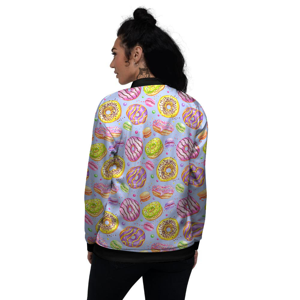 Donuts Print Pattern Women's Bomber Jacket-grizzshop