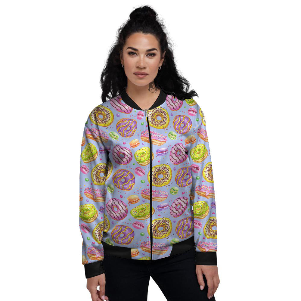 Donuts Print Pattern Women's Bomber Jacket-grizzshop