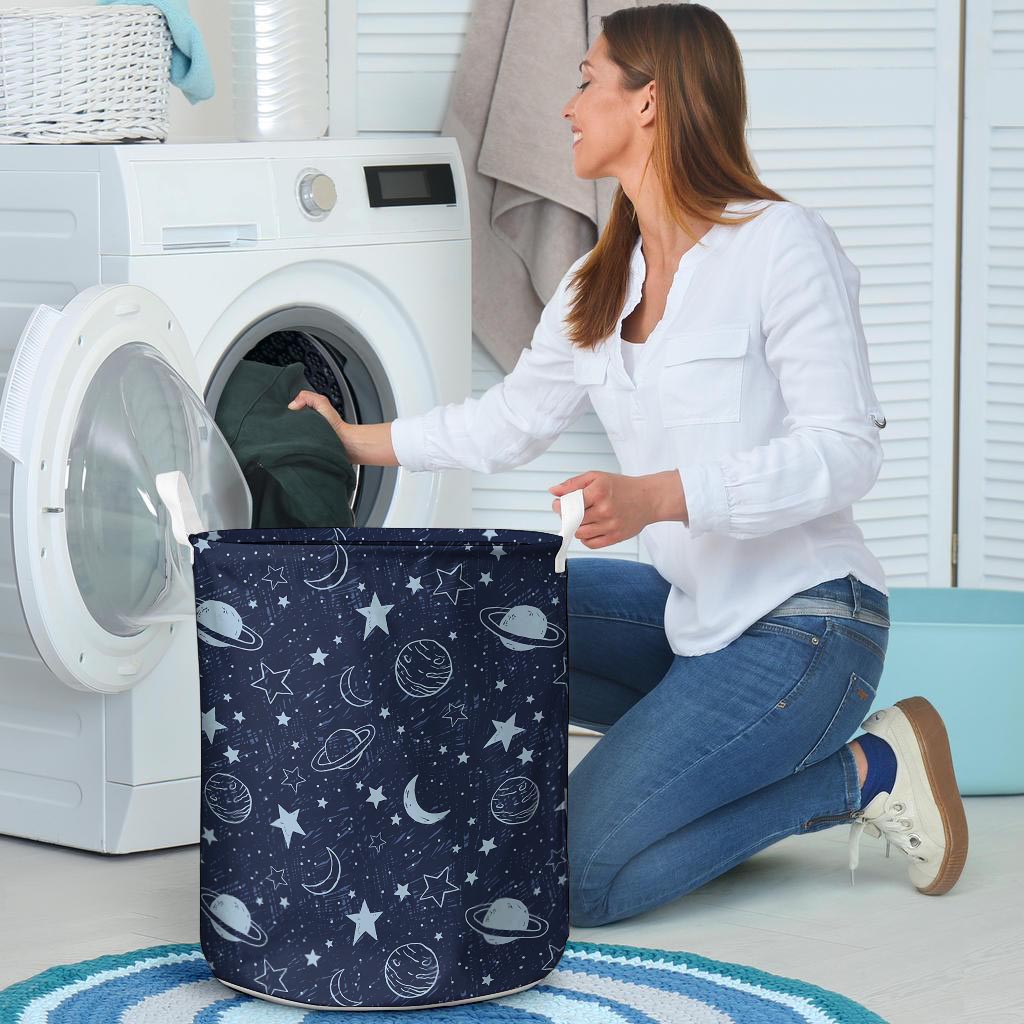 Doodle Galaxy Space Laundry Basket-grizzshop