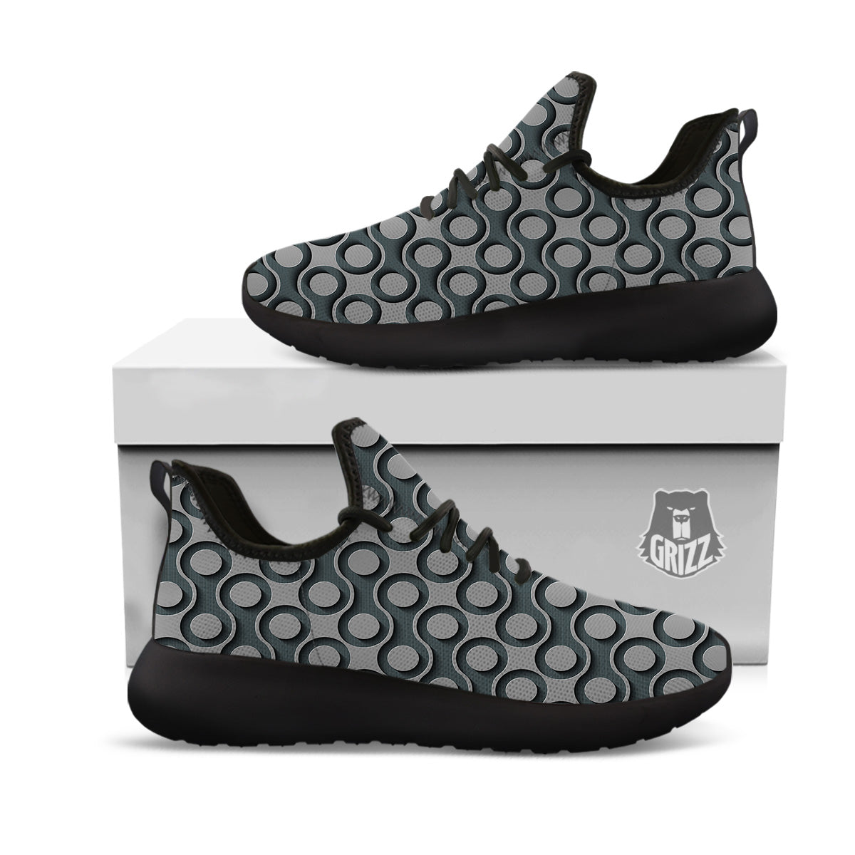 Dot 3D Geometric Print Pattern Black Athletic Shoes-grizzshop