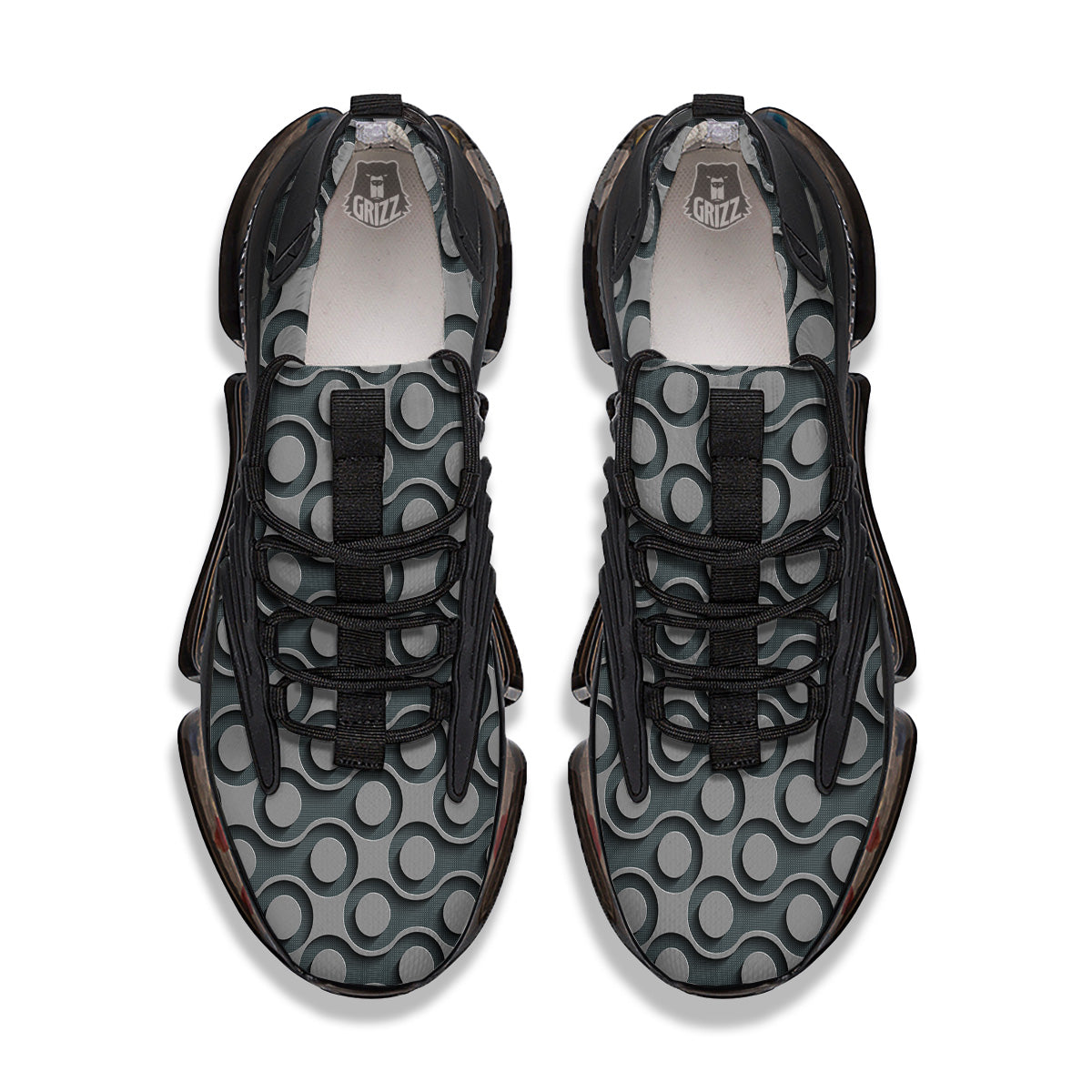 Dot 3D Geometric Print Pattern Black Gym Shoes-grizzshop