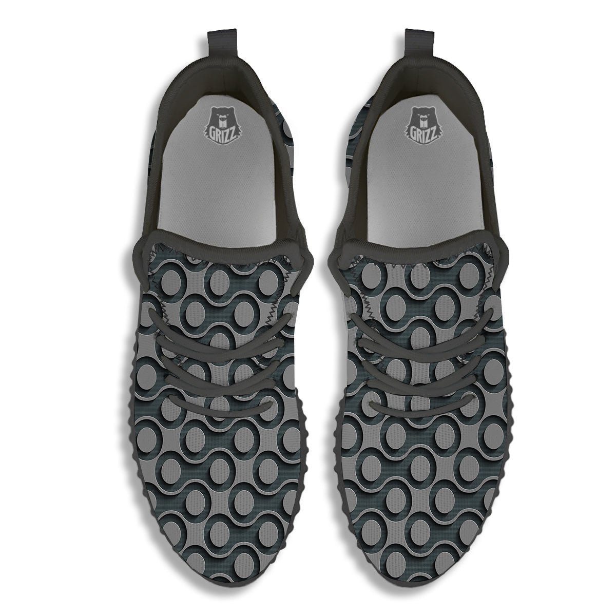 Dot 3D Geometric Print Pattern Black Walking Shoes-grizzshop