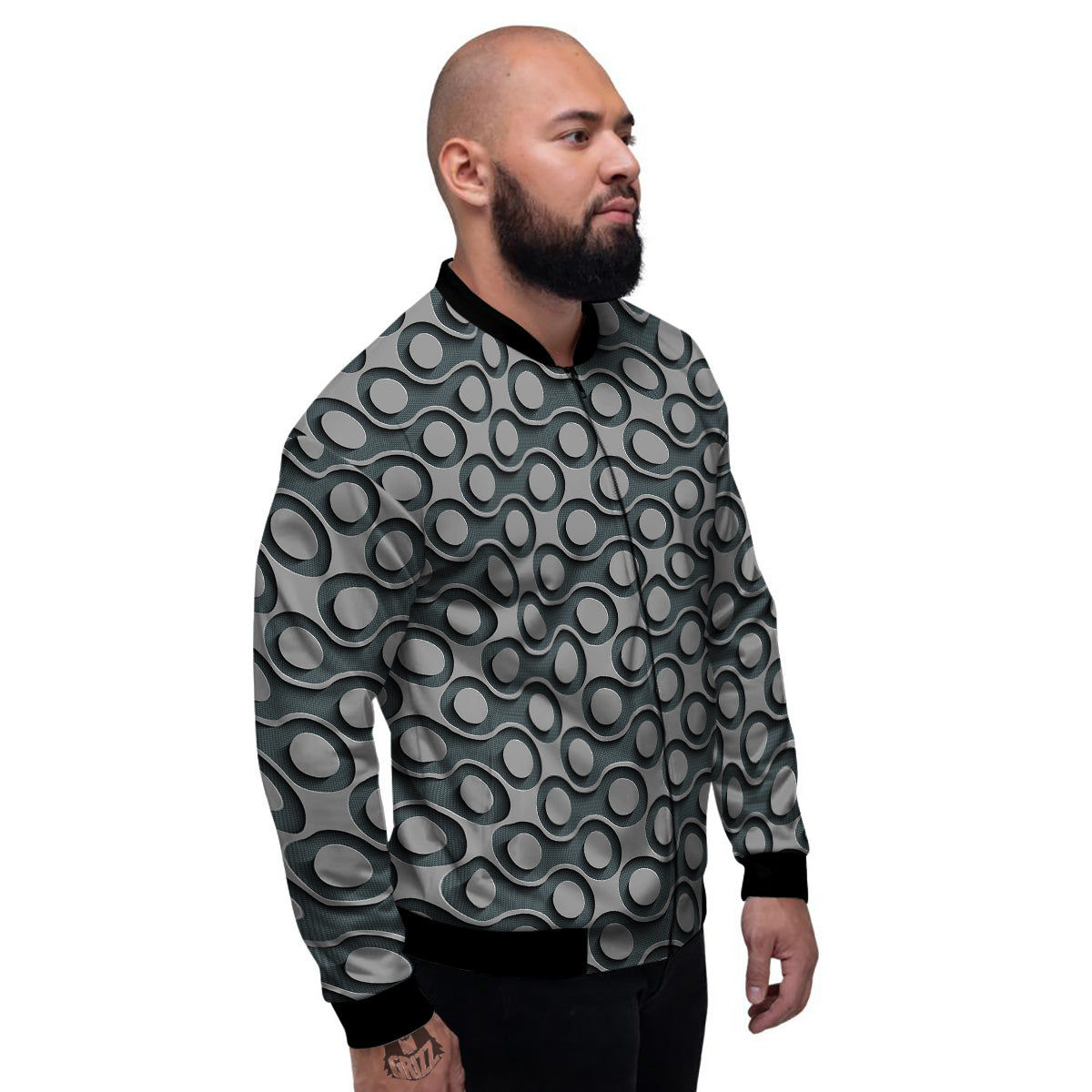 Dot 3D Geometric Print Pattern Men's Bomber Jacket-grizzshop