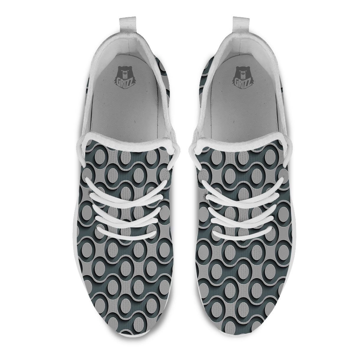 Dot 3D Geometric Print Pattern White Athletic Shoes-grizzshop
