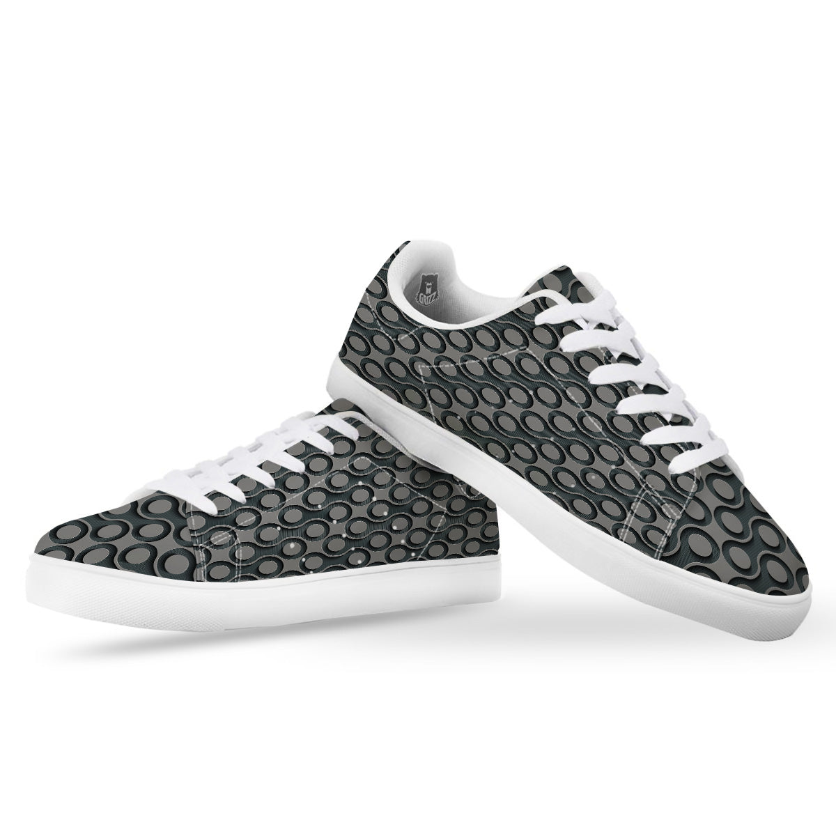 Dot 3D Geometric Print Pattern White Low Top Sneakers-grizzshop