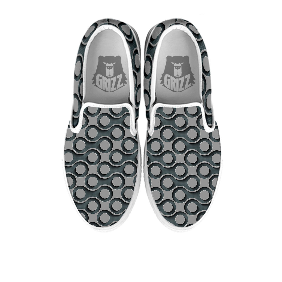 Dot 3D Geometric Print Pattern White Slip On Shoes-grizzshop
