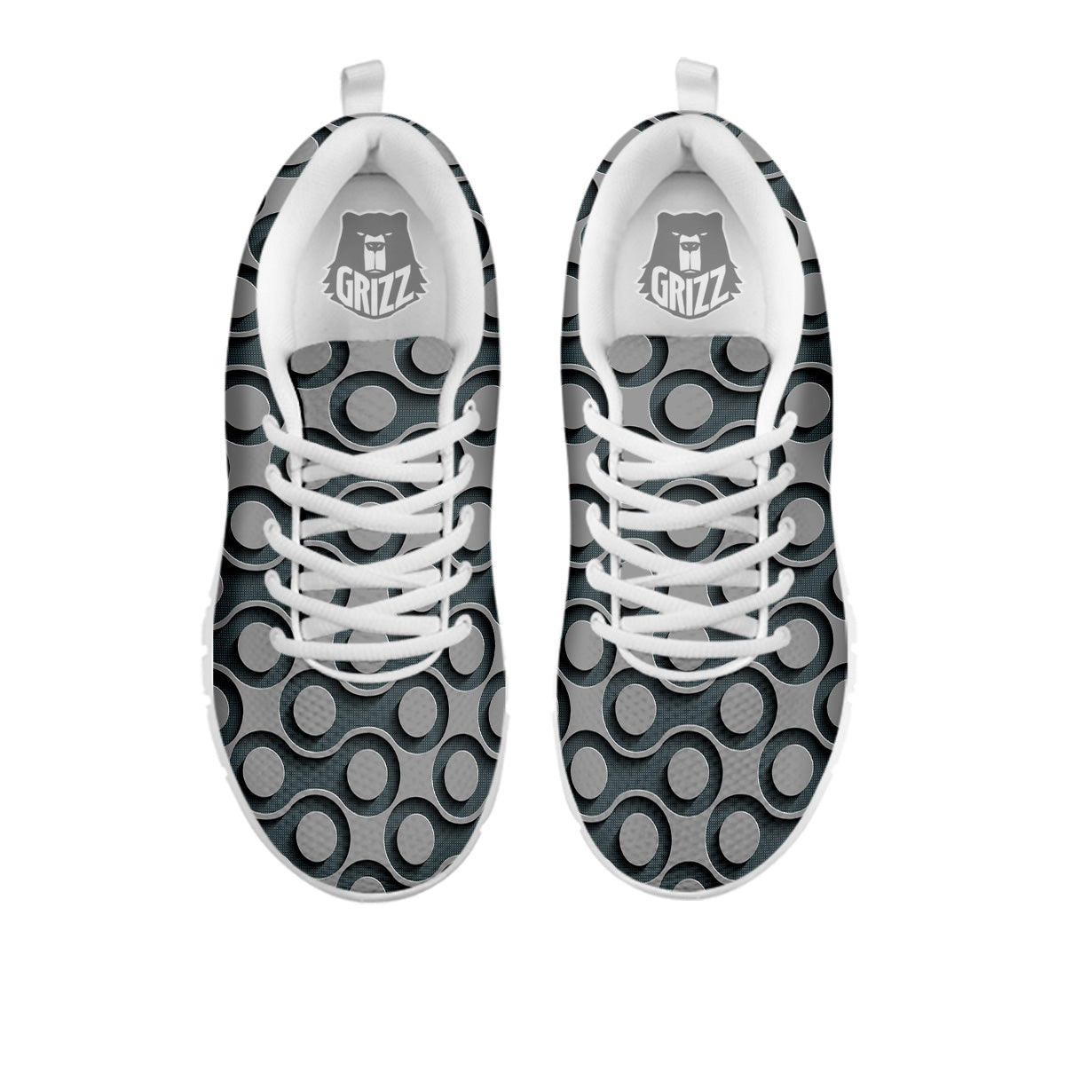 Dot 3D Geometric Print Pattern White Sneaker-grizzshop