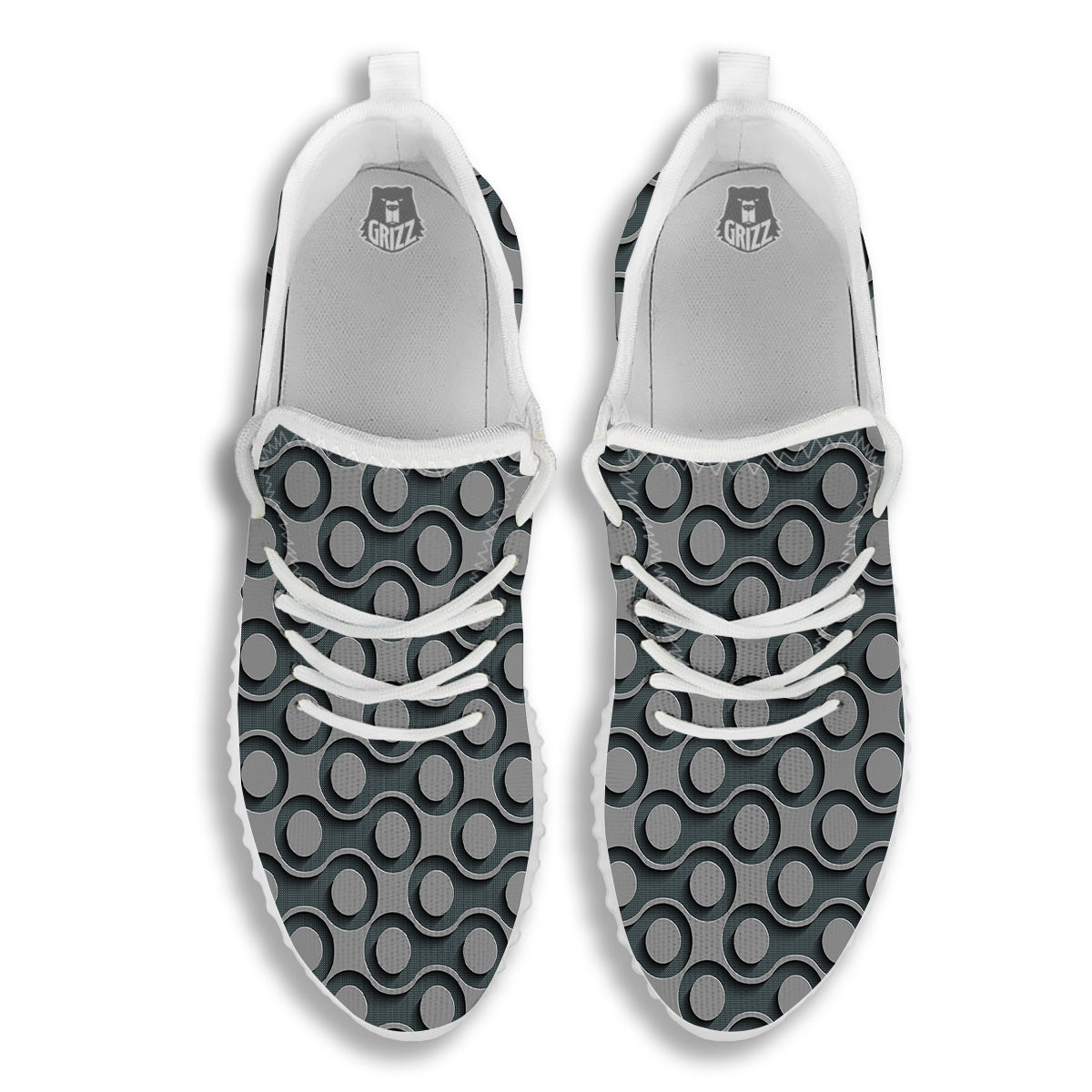 Dot 3D Geometric Print Pattern White Walking Shoes-grizzshop
