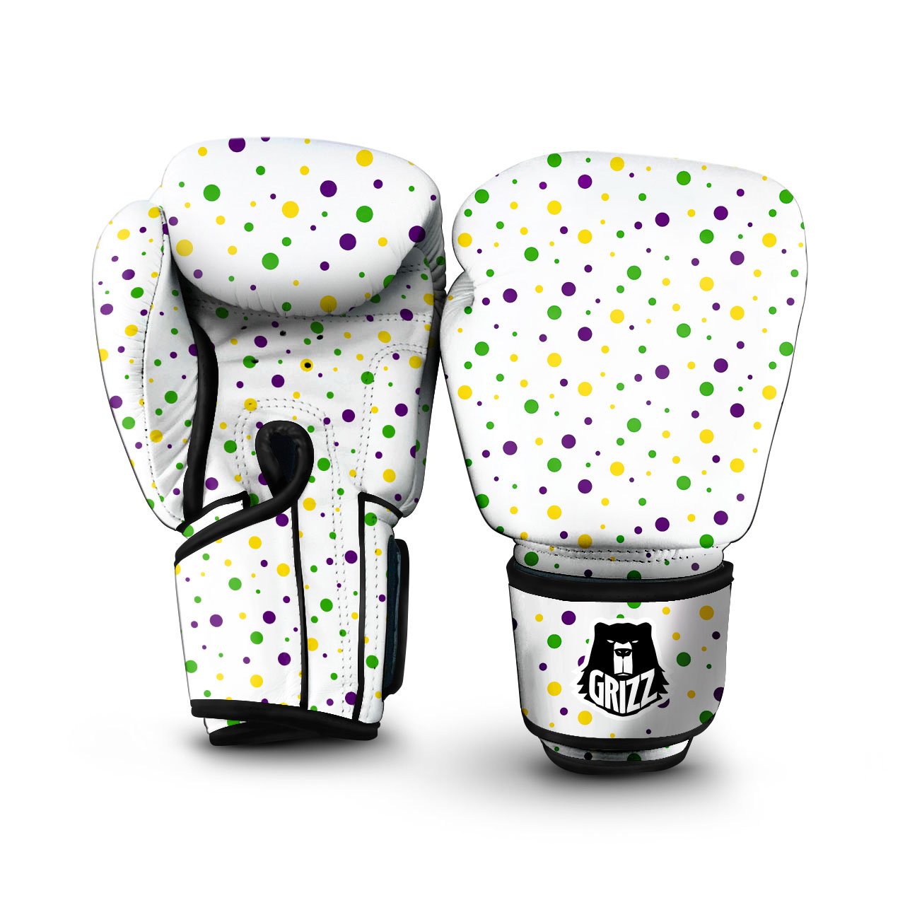 Dot Mardi Gras Print Pattern Boxing Gloves-grizzshop