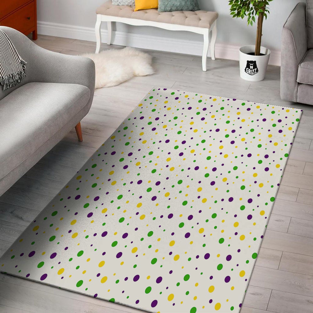 Dot Mardi Gras Print Pattern Floor Mat-grizzshop