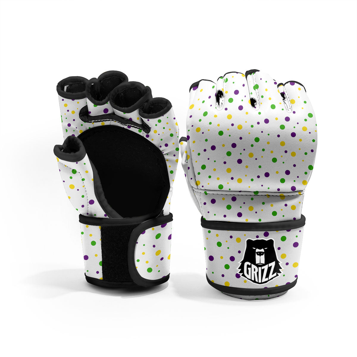 Dot Mardi Gras Print Pattern MMA Gloves-grizzshop