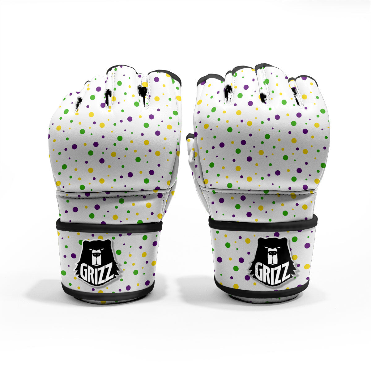 Dot Mardi Gras Print Pattern MMA Gloves-grizzshop