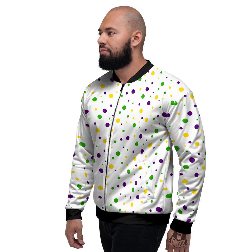 Dot Mardi Gras Print Pattern Men's Bomber Jacket-grizzshop