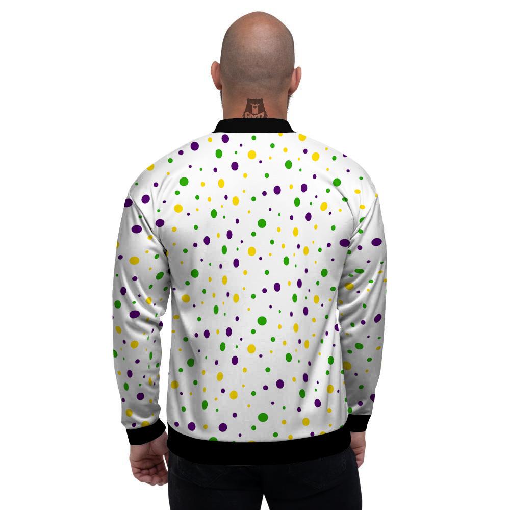 Dot Mardi Gras Print Pattern Men's Bomber Jacket-grizzshop