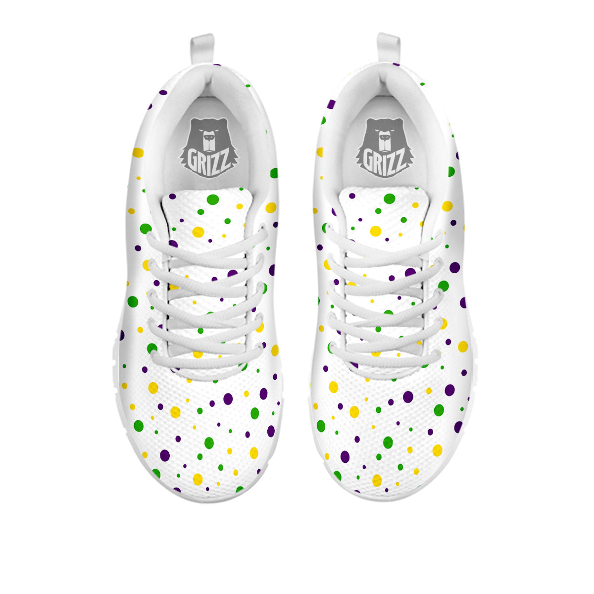 Dot Mardi Gras Print Pattern White Sneaker-grizzshop